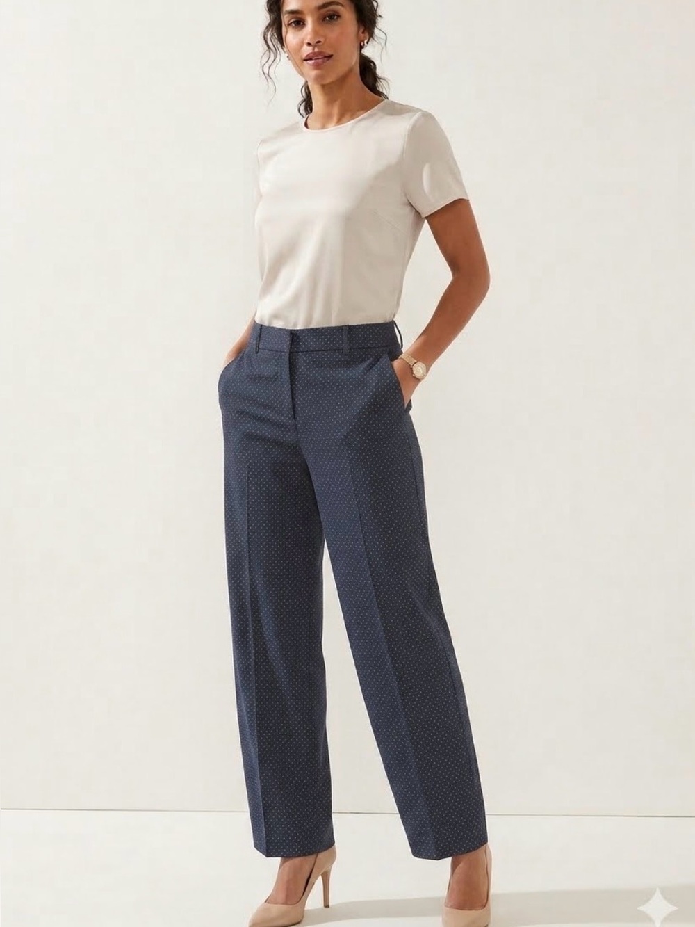 Charter Club Navy Blue with light blue polka dots Dress Pants